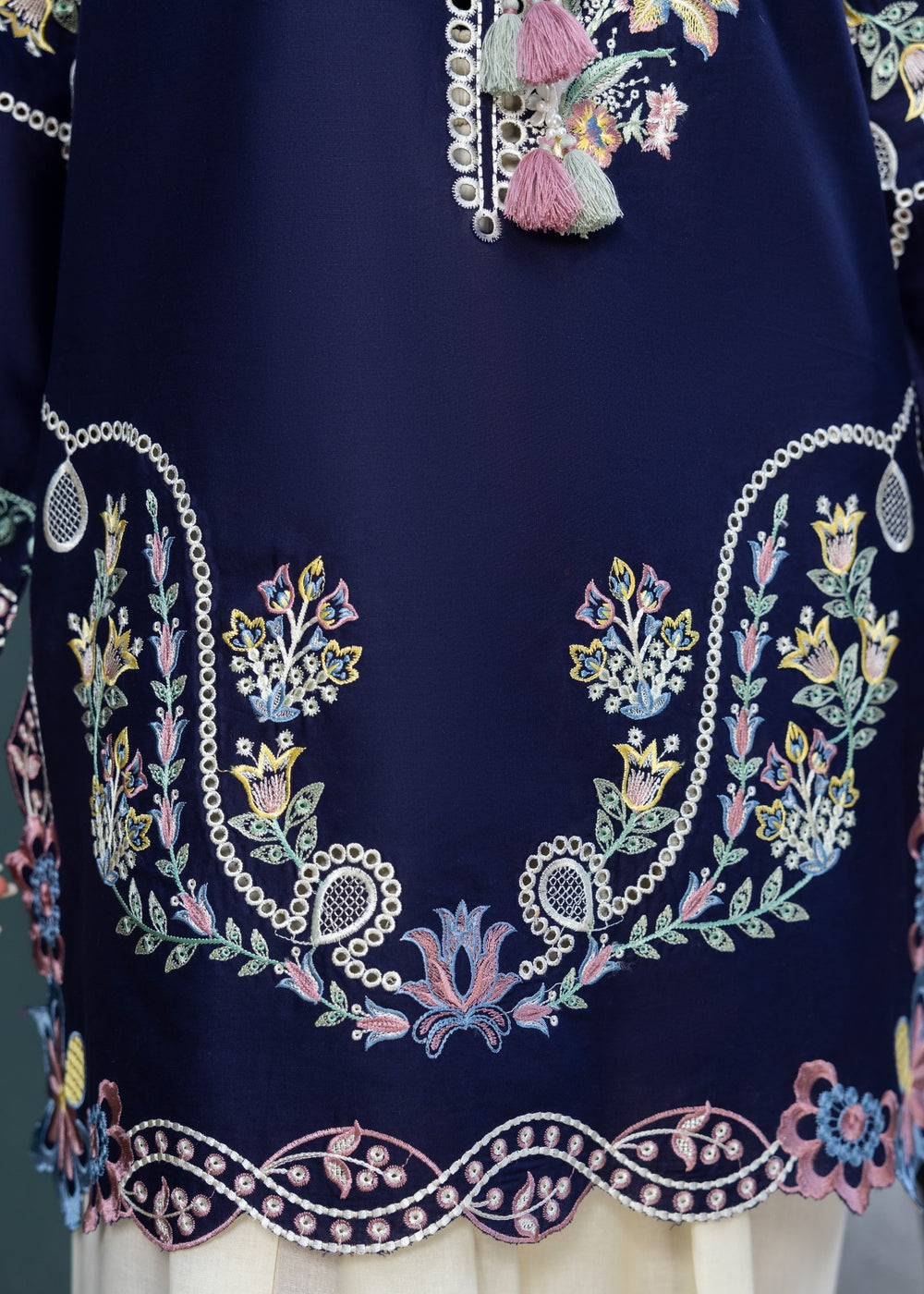 Dhanak Navy Flora Unst. 2-Pc