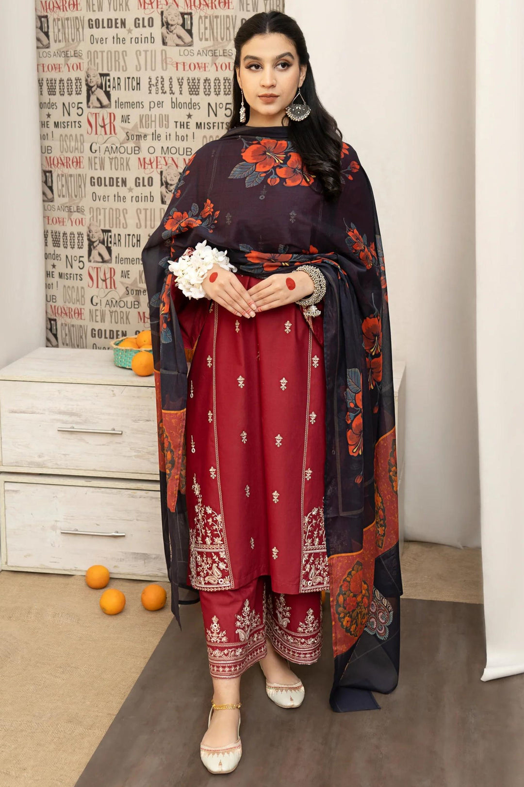 Urge Premium Luxury Lawn Unstitched 3-Piece Heavy Embroidered Suit