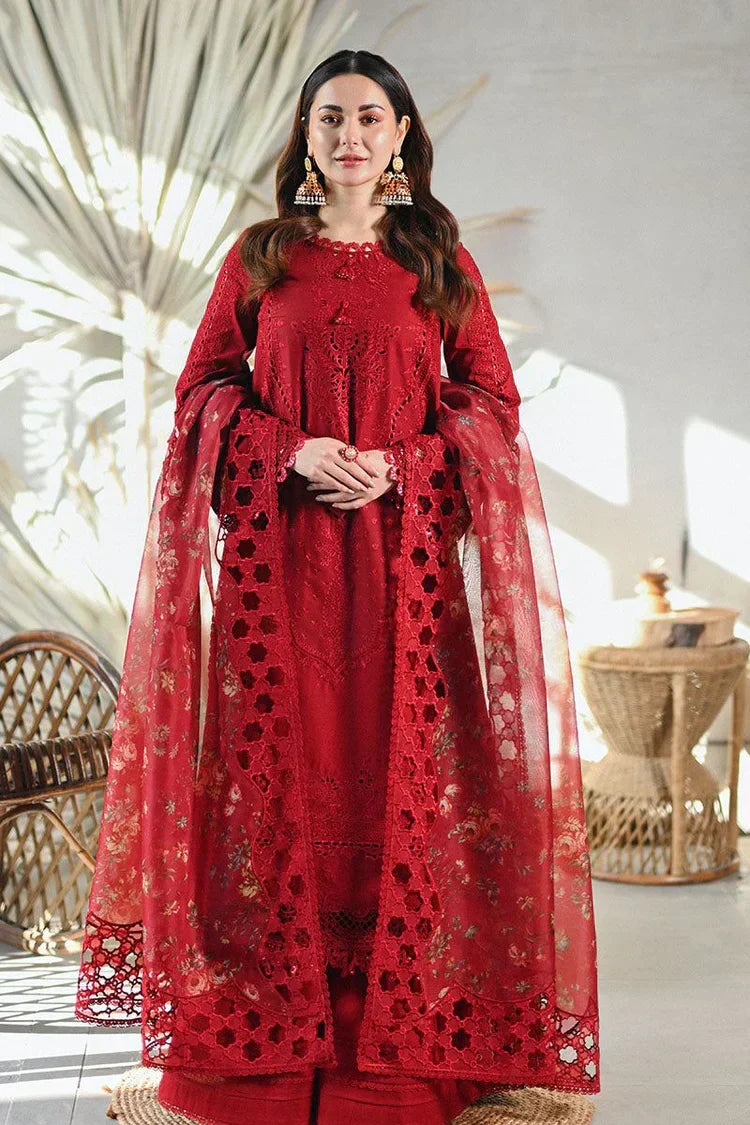 Qalamkar Premium Luxury Lawn Unstitched 3-Piece Heavy Chikankari Embroidered Suit