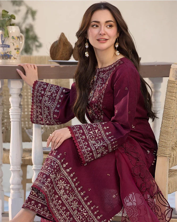 Allys Premium Luxury Lawn Unstitched 3-Piece Heavy Embroidered Suit