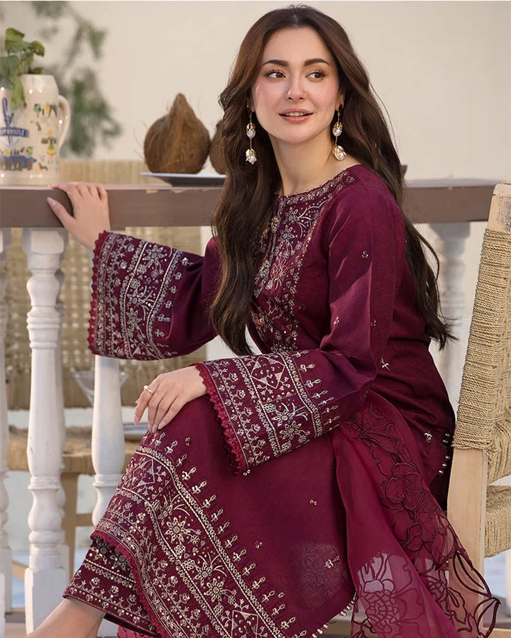 Allys Premium Luxury Lawn Unstitched 3-Piece Heavy Embroidered Suit