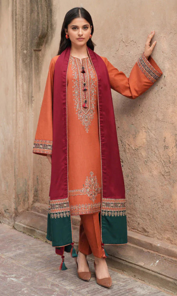 Jazmin - 3PC Unstitched Embroidered Lawn Suit - Heavy Front & Diamond Dupatta