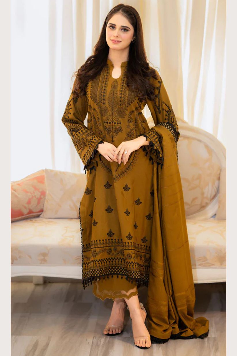 Libaas Premium Luxury Lawn Unstitched 3-Piece Heavy Embroidered Suit