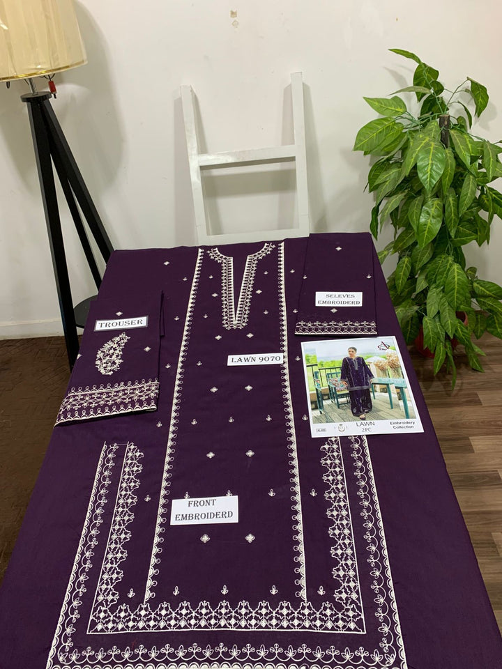 Embroidered 2Pc Lawn Unstitched Summer Dress - AL-00P