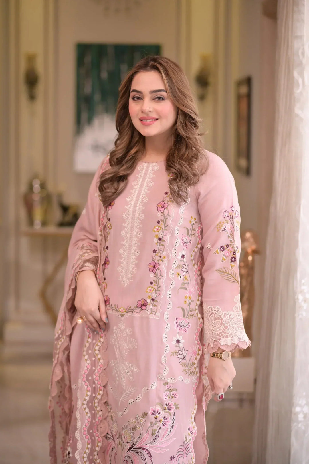 Aneelas Premium Luxury Lawn Unstitched 3-Piece Heavy Embroidered Suit