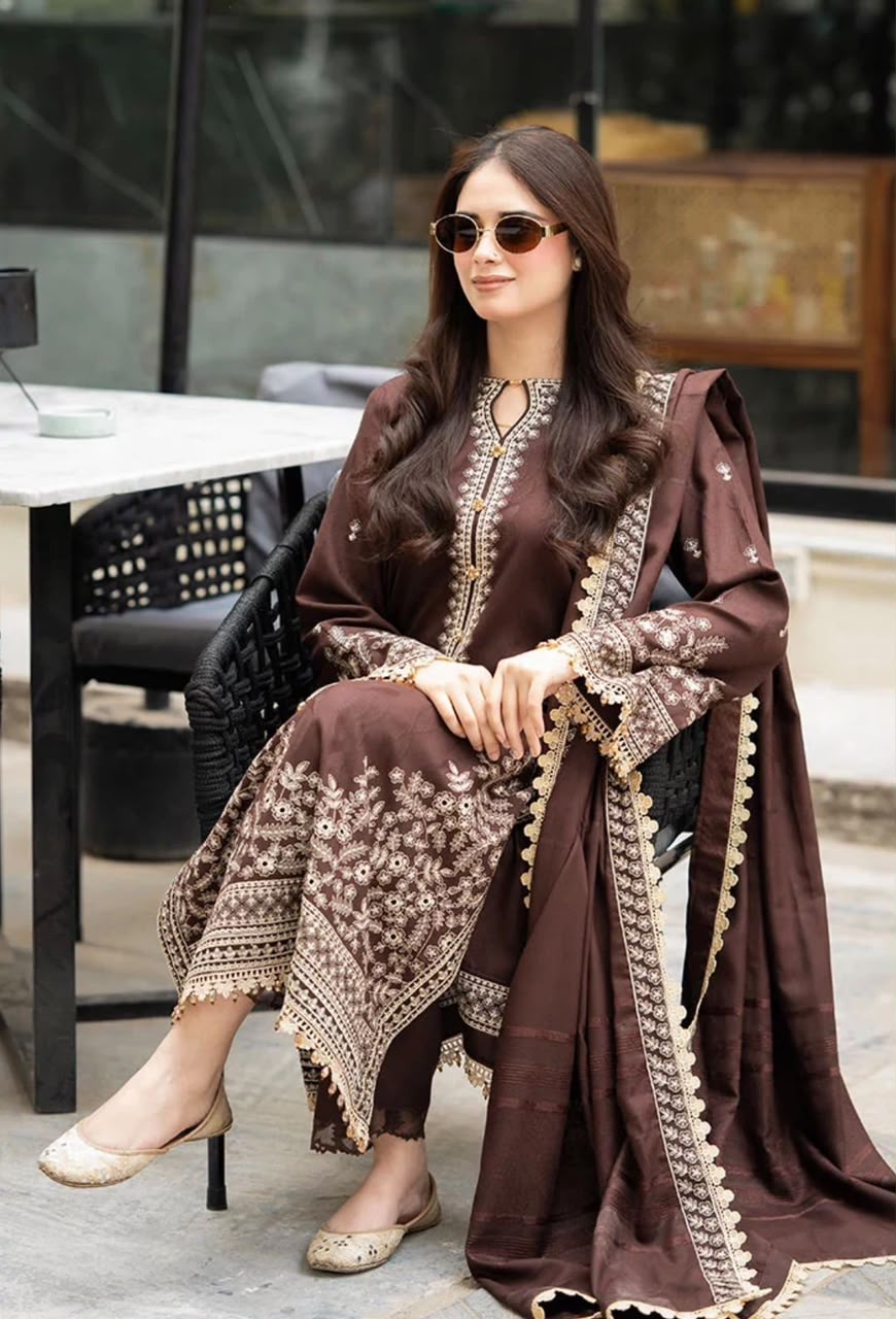 Batik Dhanak Winter Embroidered Luxury 3 Piece Dress - J4488