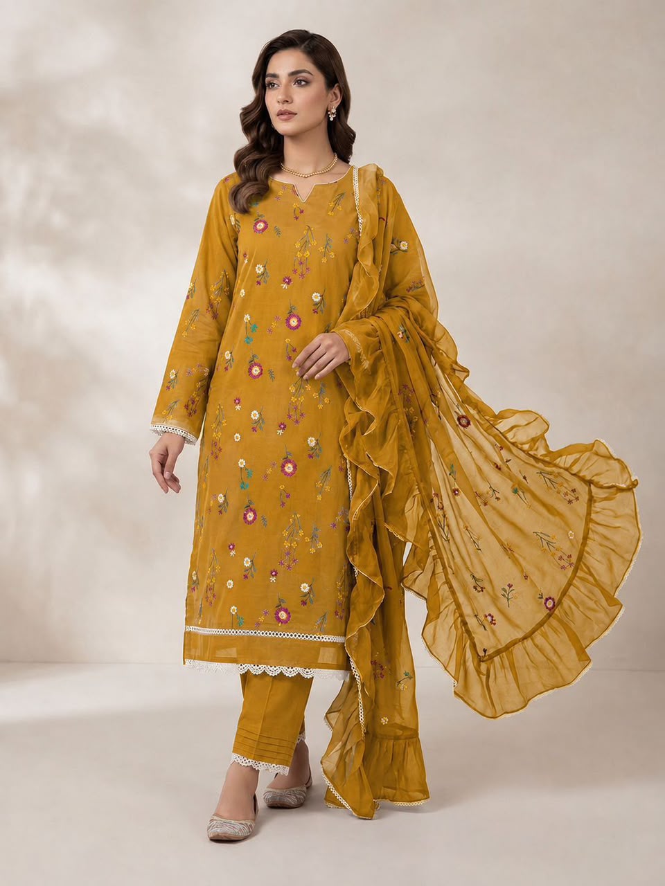 Batik Embroidered Dhanak Winter 3 Piece Dress - J4022