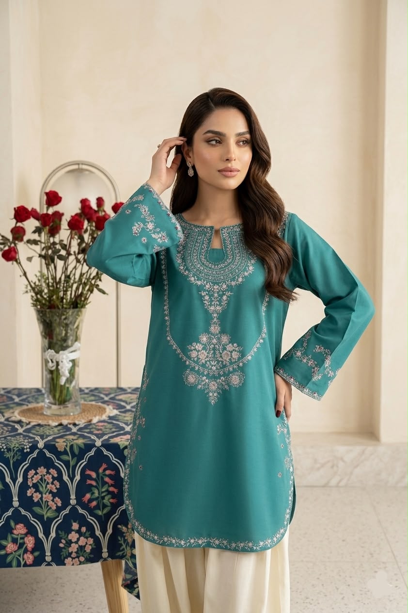 Batik Embroidered Dhanak Winter 2 Piece Dress