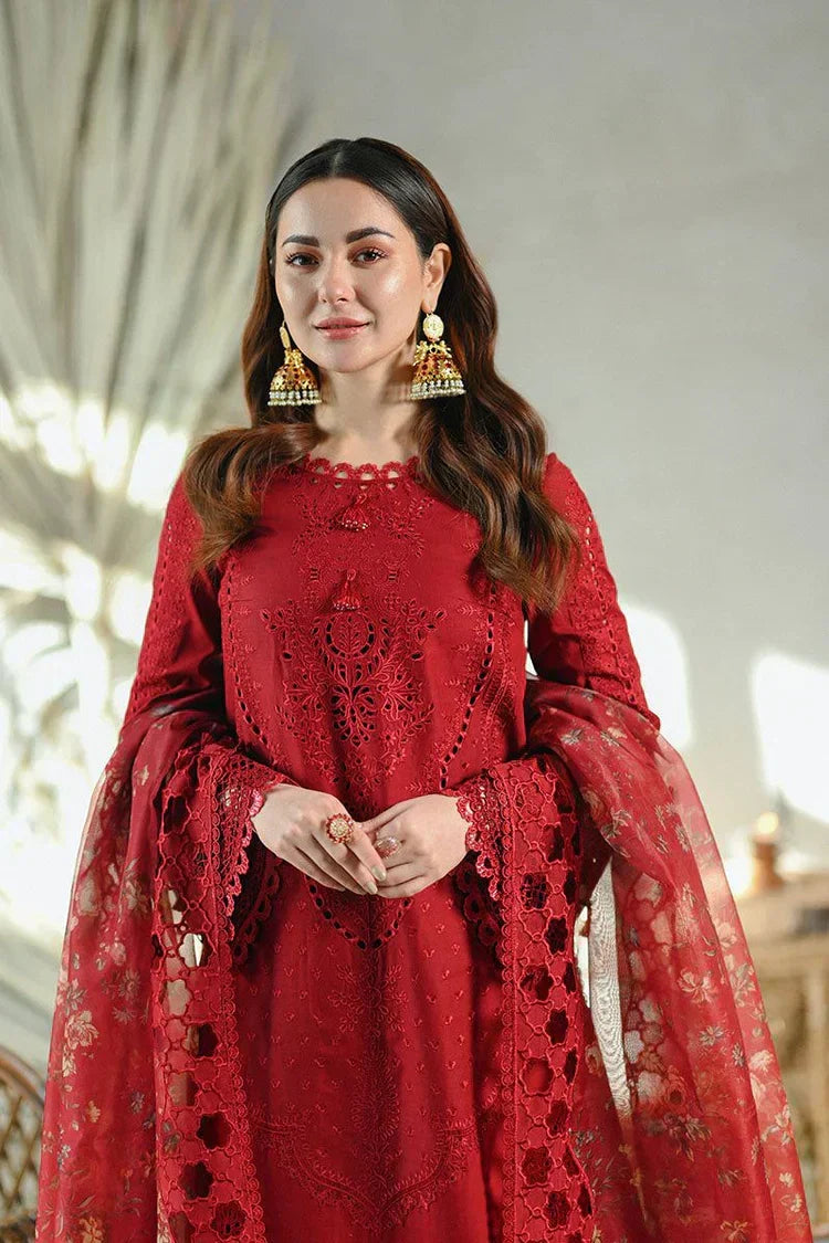 Qalamkar Premium Luxury Lawn Unstitched 3-Piece Heavy Chikankari Embroidered Suit