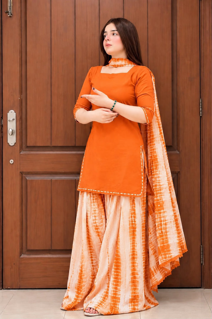 Unstitched Air Jet Lawn 3 Piece Suit – Dyed Shirt with Tie-Dye Trouser & Bamber Dupatta