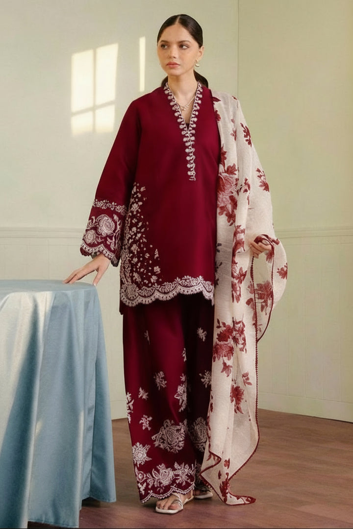 Zara Shahjahan Premium Luxury Lawn Unstitched 3-Piece Heavy Embroidered Suit