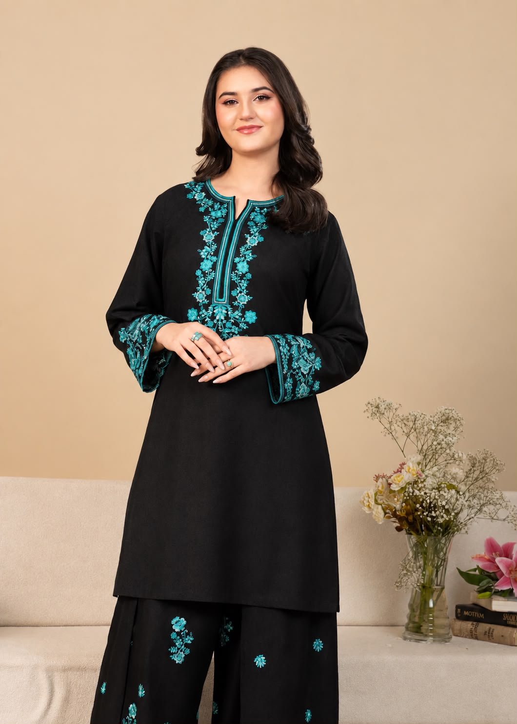 Batik Embroidered Dhanak Winter 2 Piece Dress