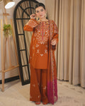 Aneela Brand Dhanak 3PC with Embriodery dupta